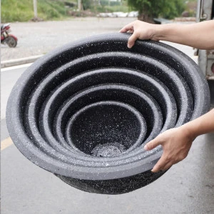 Chậu nhựa tròn trồng cây màu đen giả đá - Chậu trồng hoa sen